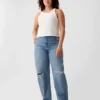 Jeans med hög midja och rak passform