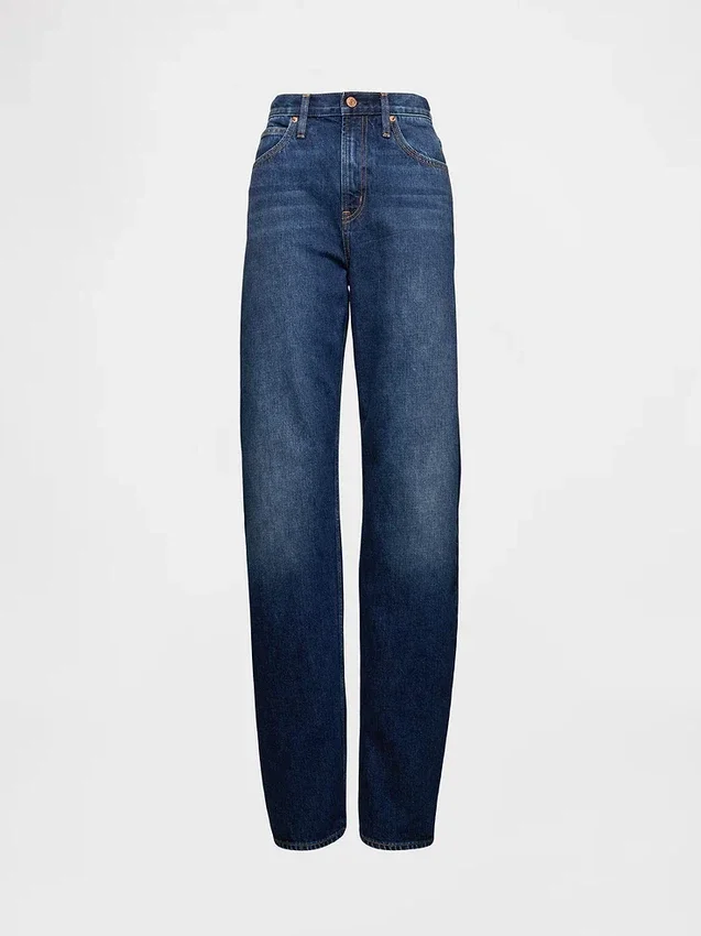 Jeans med hög midja och rak passform