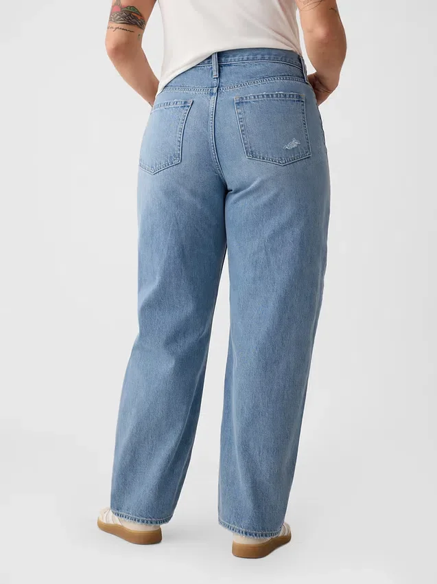 Jeans med hög midja och rak passform