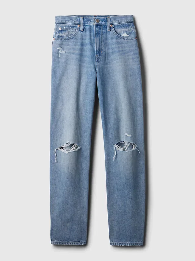 Jeans med hög midja och rak passform
