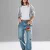 Jeans med hög midja och rak passform