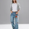 Jeans med hög midja och rak passform