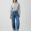 Jeans med hög midja och uppvikt benslut