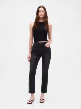 Jeans med hög midja och utsvängda ben