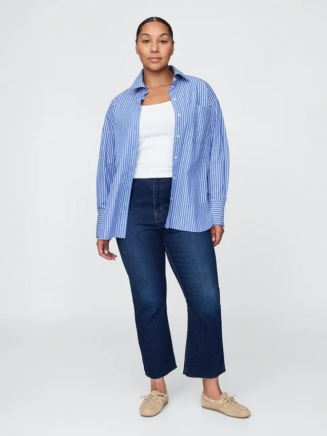 Jeans med hög midja och utsvängda ben