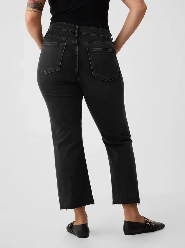 Jeans med hög midja och utsvängda ben