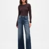 Jeans med hög midja och vida ben