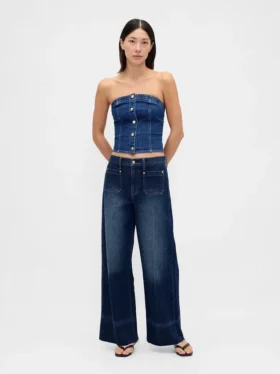 Jeans med hög midja och vida ben