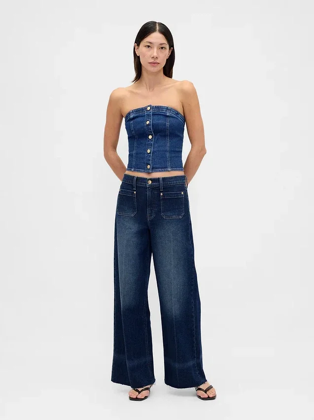 Jeans med hög midja och vida ben