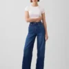 Jeans med hög midja och vida ben