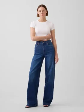 Jeans med hög midja och vida ben