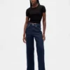 Jeans med hög midja och vida ben