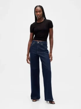 Jeans med hög midja och vida ben