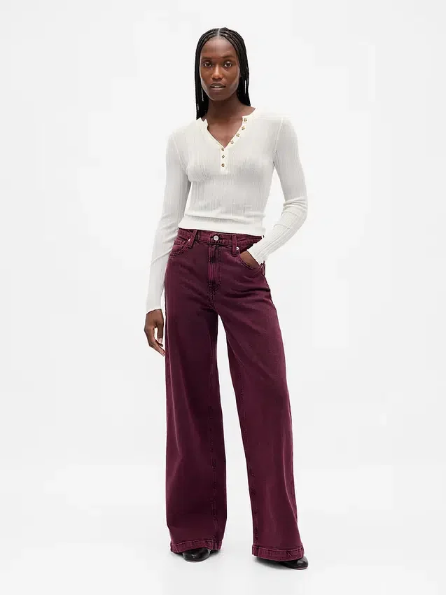 Jeans med hög midja och vida ben