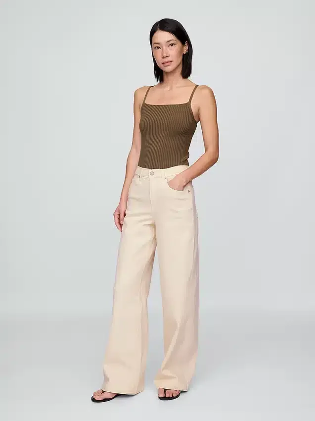 Jeans med hög midja och vida ben