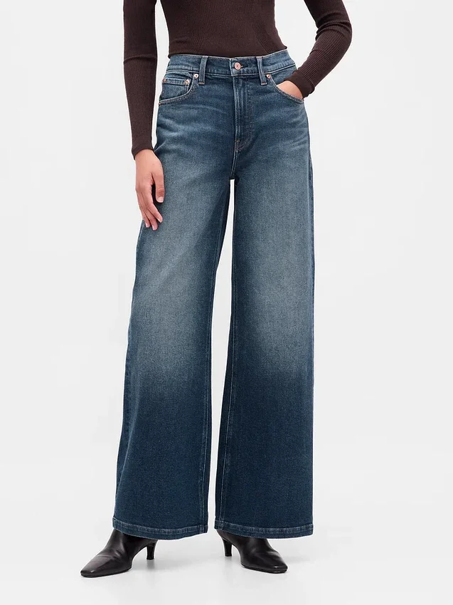 Jeans med hög midja och vida ben