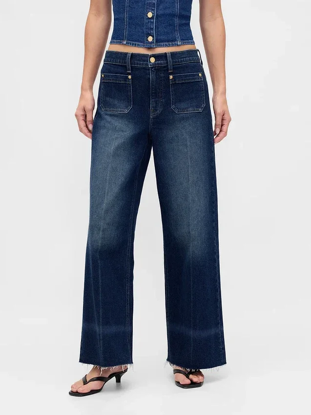 Jeans med hög midja och vida ben