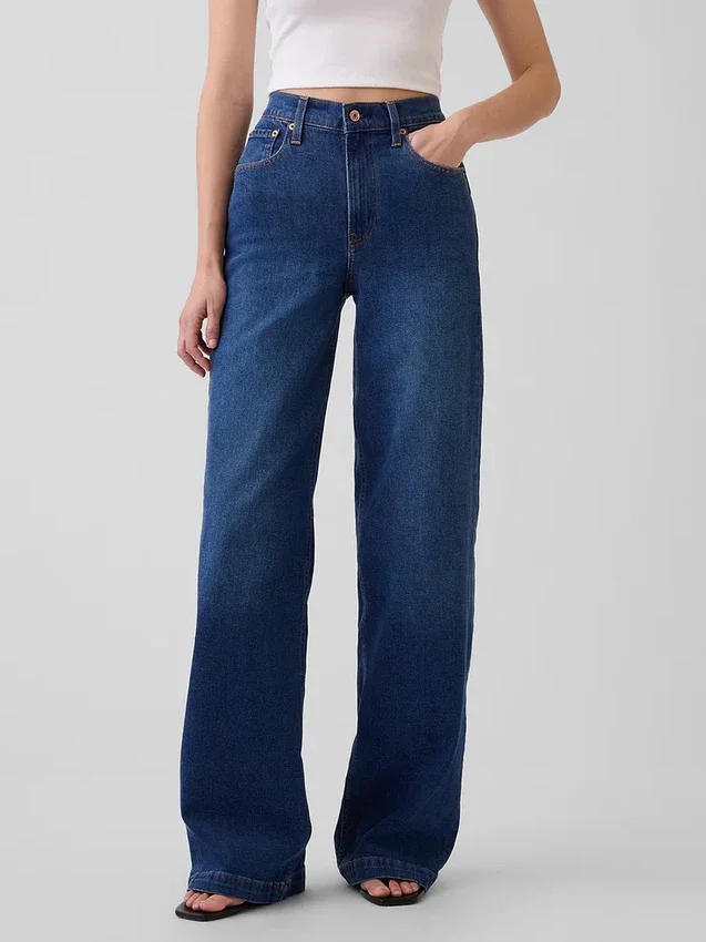 Jeans med hög midja och vida ben