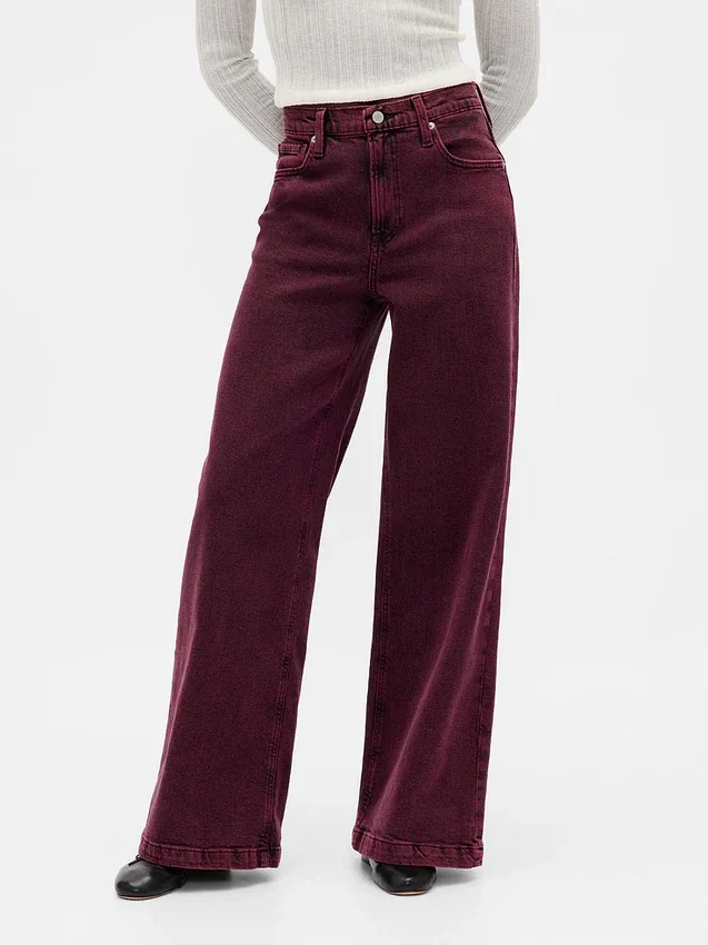 Jeans med hög midja och vida ben
