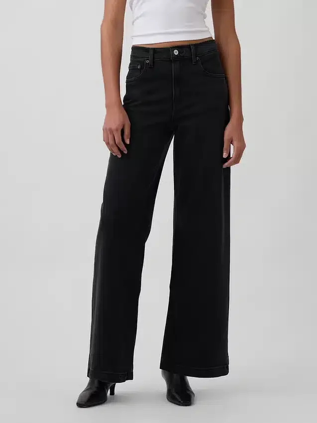 Jeans med hög midja och vida ben
