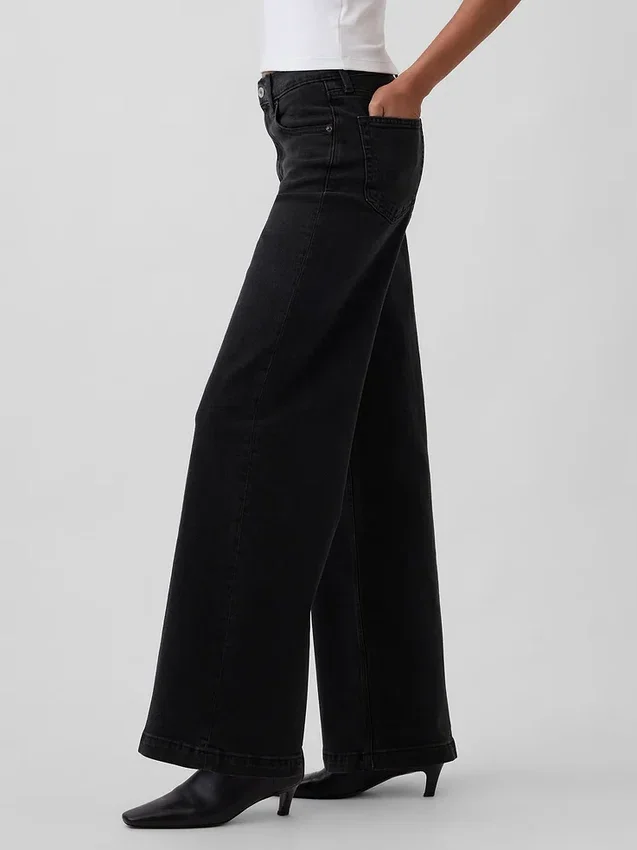 Jeans med hög midja och vida ben