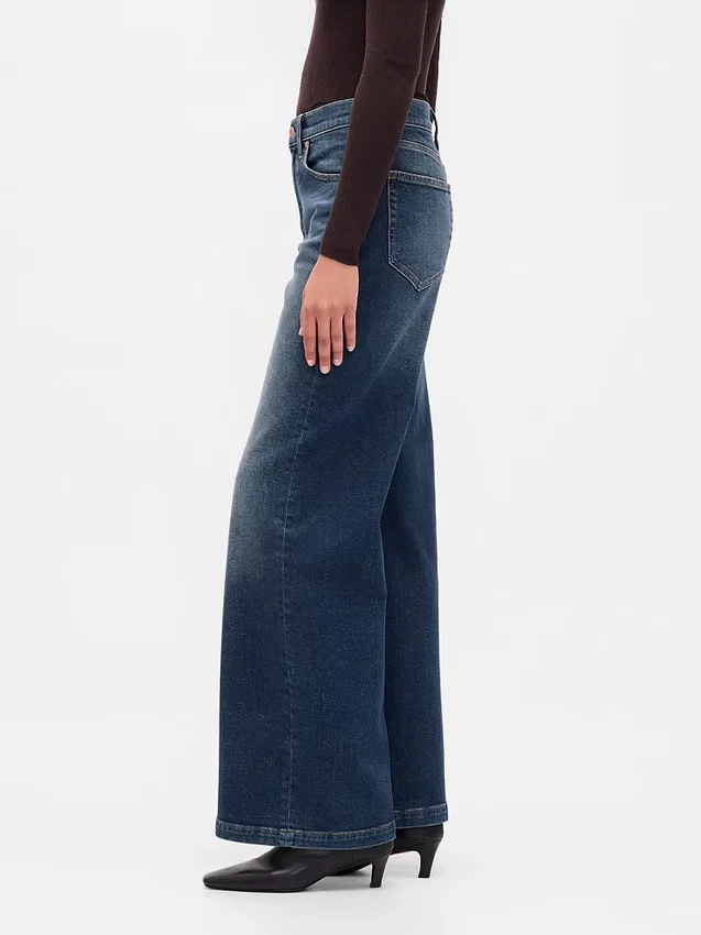 Jeans med hög midja och vida ben
