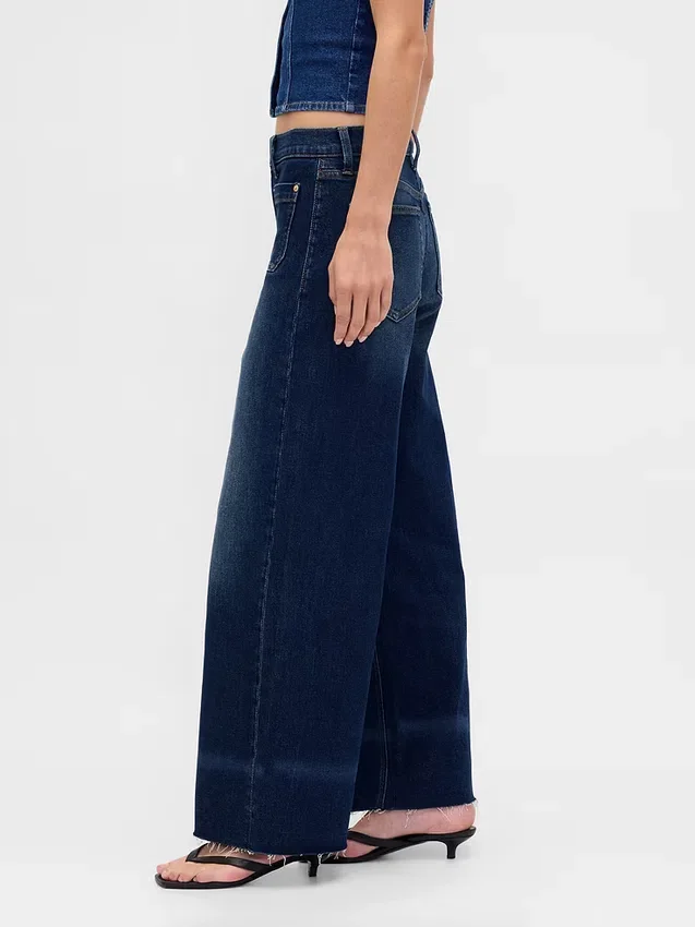 Jeans med hög midja och vida ben