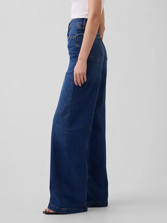 Jeans med hög midja och vida ben
