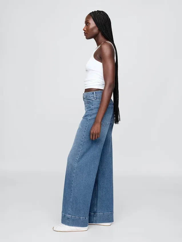 Jeans med hög midja och vida ben