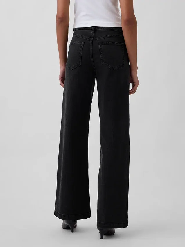 Jeans med hög midja och vida ben