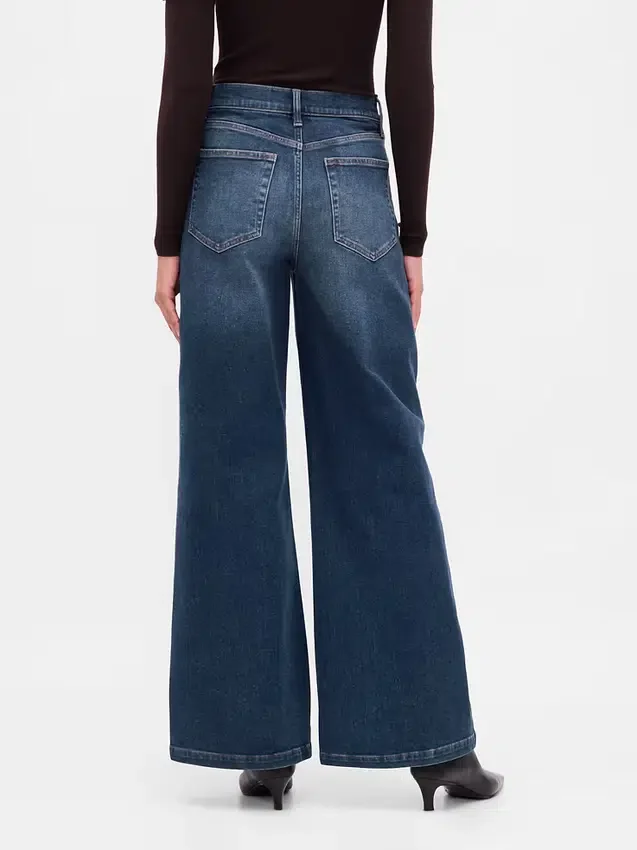 Jeans med hög midja och vida ben
