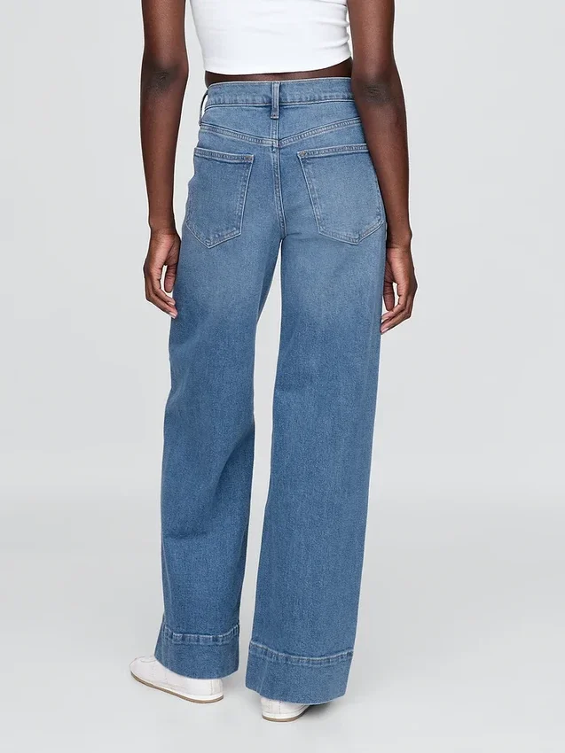 Jeans med hög midja och vida ben