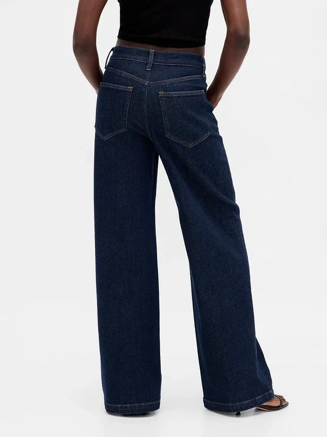 Jeans med hög midja och vida ben