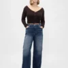 Jeans med hög midja och vida ben