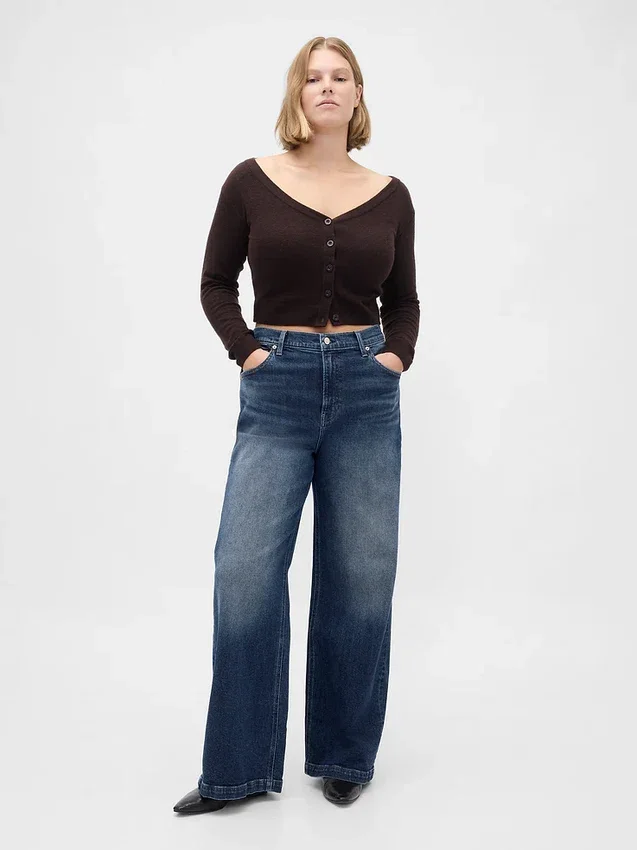 Jeans med hög midja och vida ben