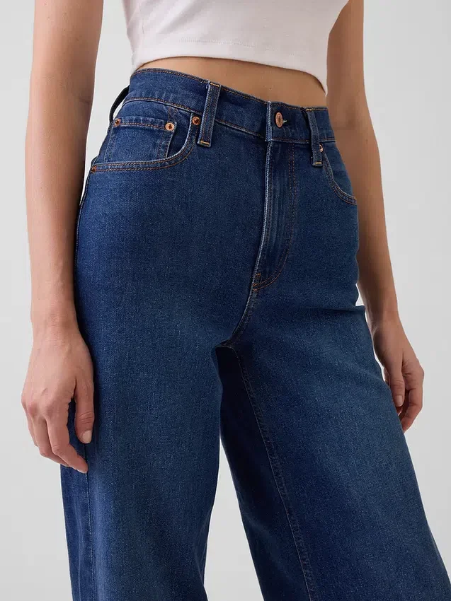Jeans med hög midja och vida ben