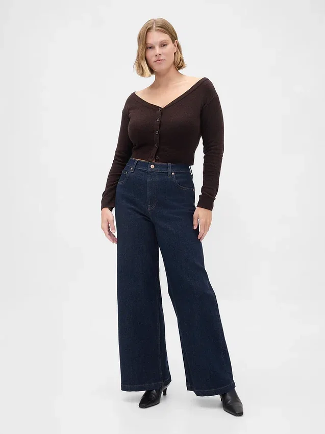Jeans med hög midja och vida ben