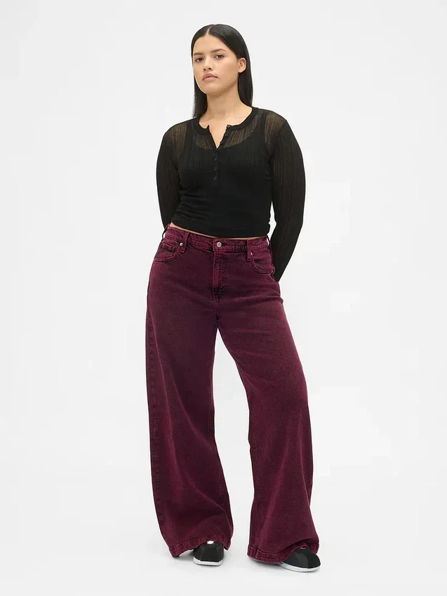 Jeans med hög midja och vida ben
