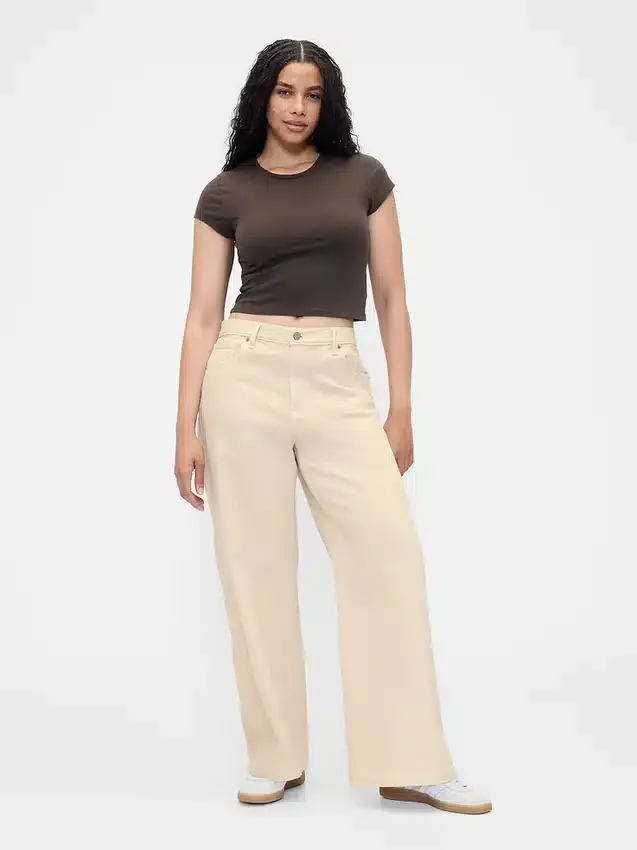 Jeans med hög midja och vida ben