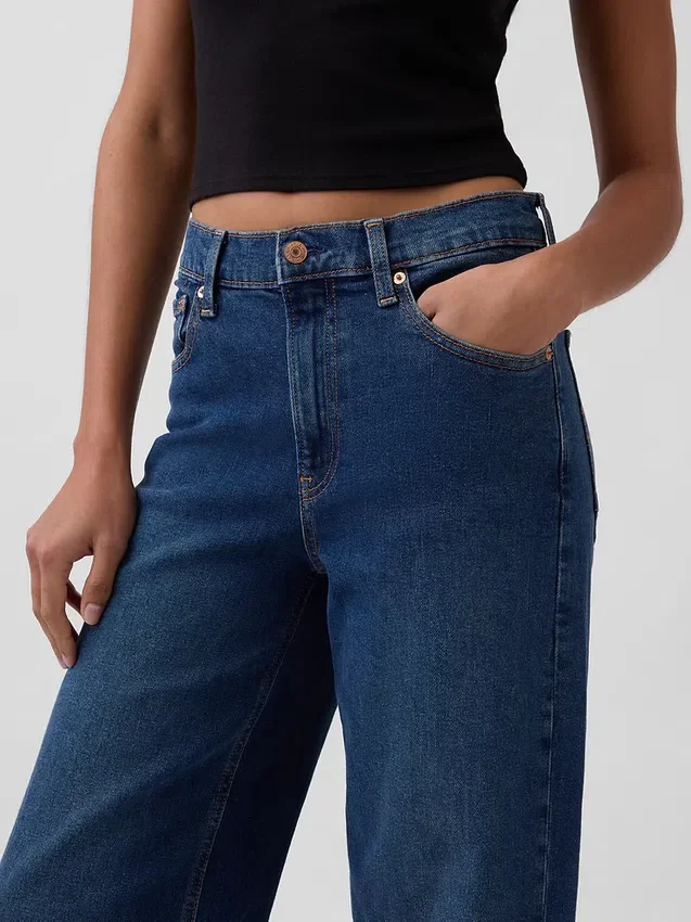 Jeans med hög midja och vida ben