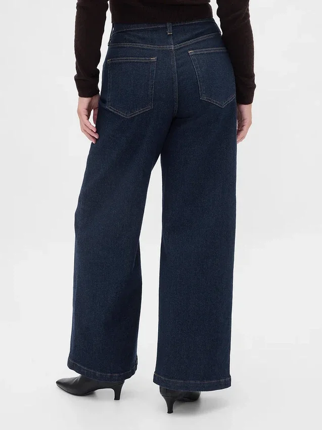 Jeans med hög midja och vida ben