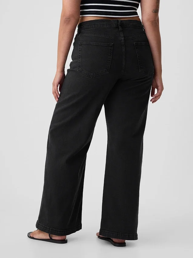 Jeans med hög midja och vida ben