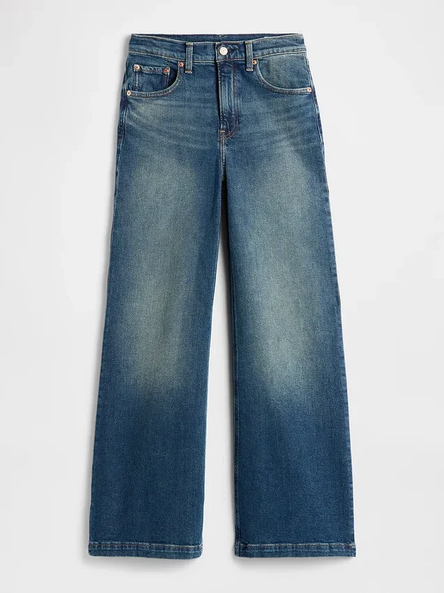 Jeans med hög midja och vida ben
