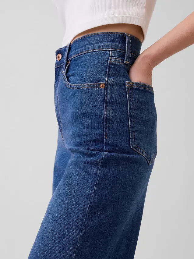 Jeans med hög midja och vida ben