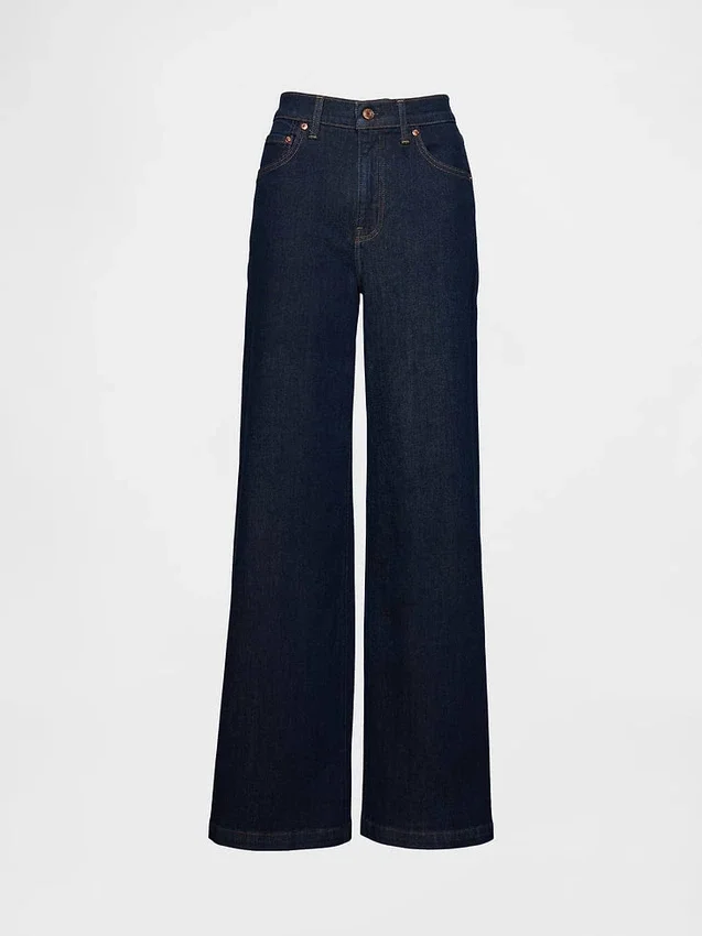 Jeans med hög midja och vida ben