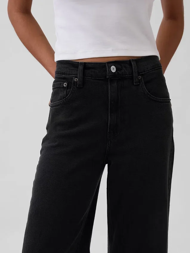 Jeans med hög midja och vida ben