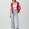 Jeans med hög midja, vid ben och ankellängd