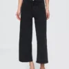 Jeans med hög midja, vid ben och ankellängd