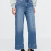 Jeans med hög midja, vid ben och ankellängd