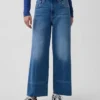 Jeans med hög midja, vid ben och ankellängd